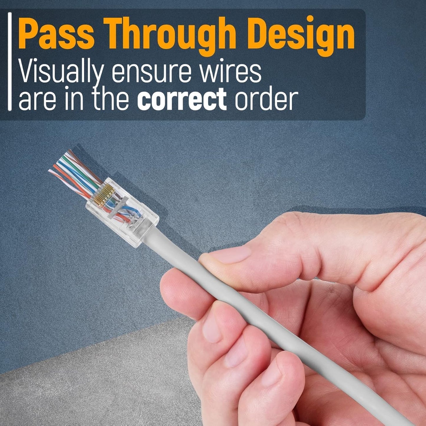 Taradhin RJ45 Pass-Through Connectors 100 Pack | Cat6/Cat5e/Cat5, Gold-Plated