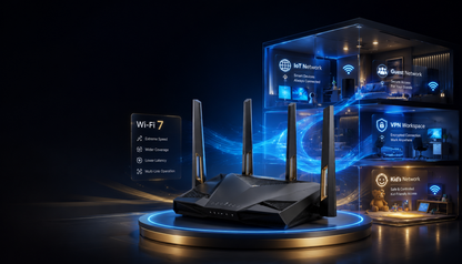 ASUS RT-BE88U Dual-band WiFi 7 AiMesh Extendable Performance Router, 4K-QAM, MLO, Dual 10G ports, SFP+, Four 2.5G ports, Four 1G ports, 34G WAN/LAN capacity