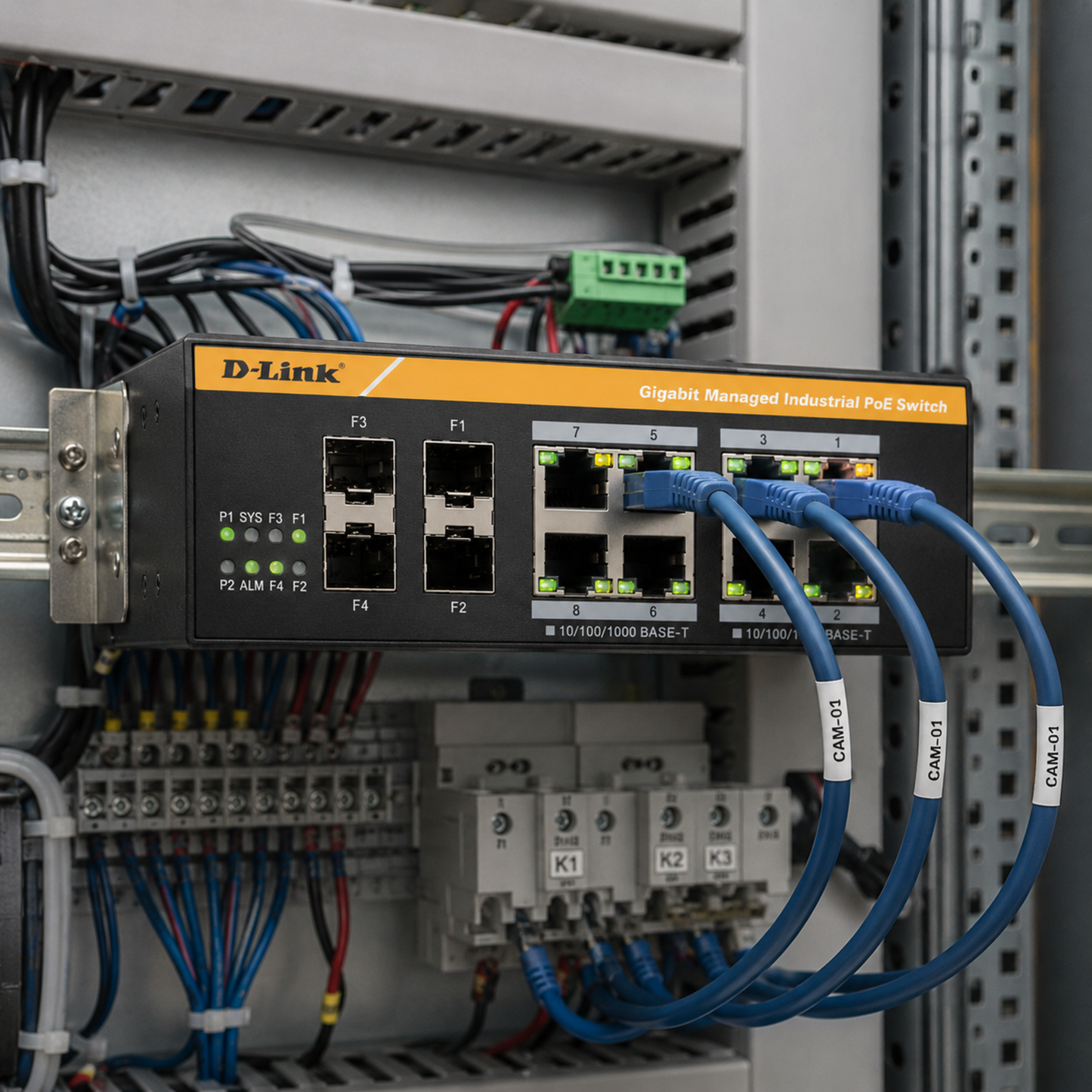 D-Link Industrial Managed PoE Switch 8-Port Gigabit 2 SFP Uplink DGS-F3008P-2S