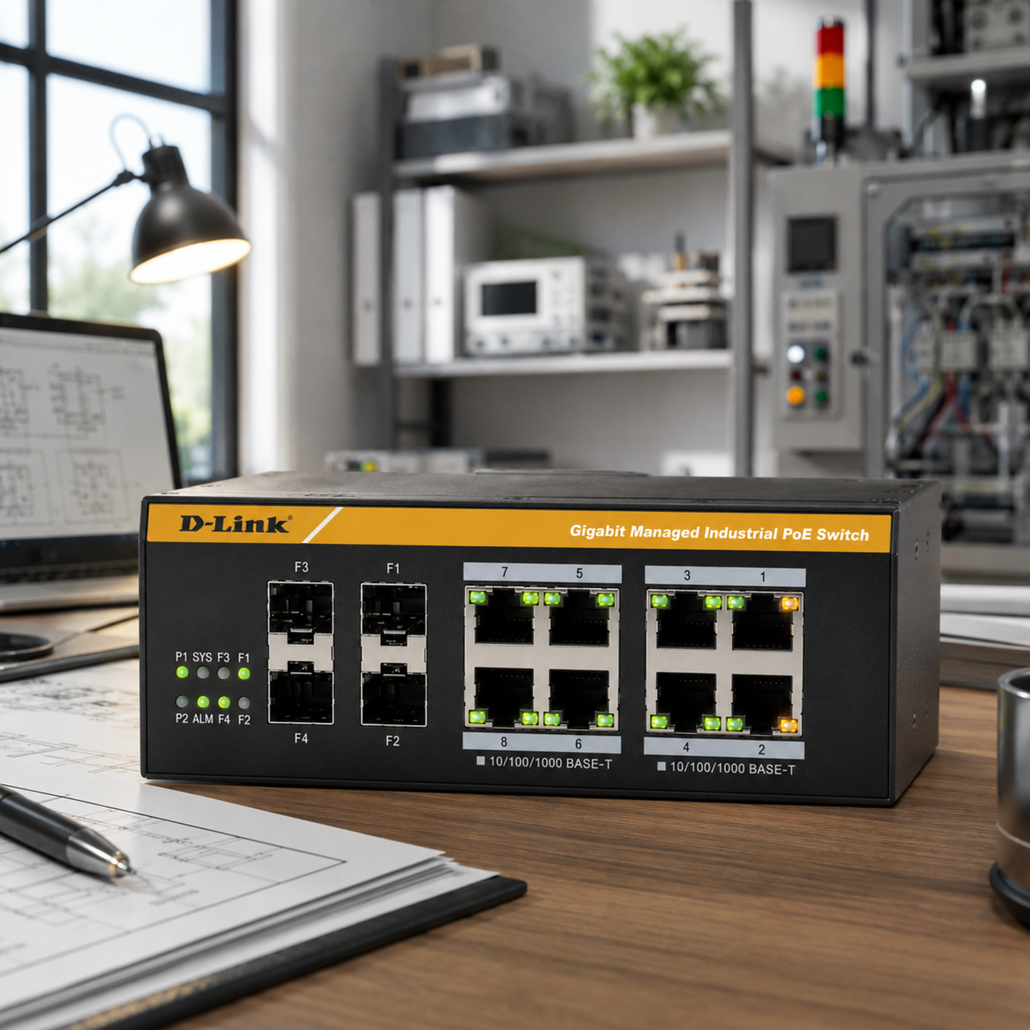 D-Link Industrial Managed PoE Switch 8-Port Gigabit 2 SFP Uplink DGS-F3008P-2S