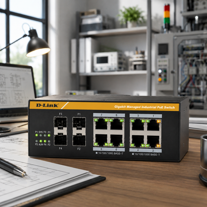 D-Link Industrial Managed PoE Switch 8-Port Gigabit 2 SFP Uplink DGS-F3008P-2S