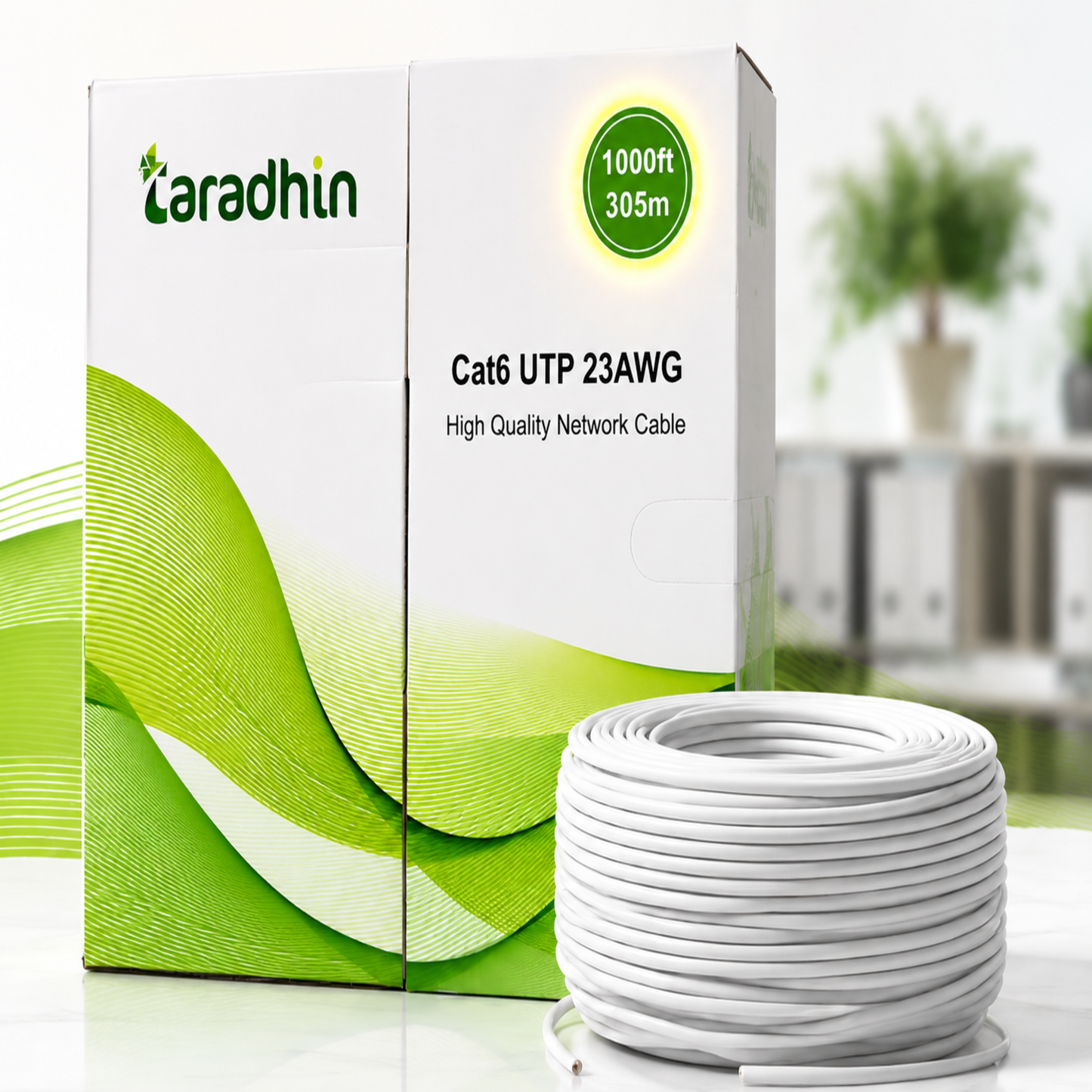 Taradhin CAT6 UTP Ethernet Cable | 305m Box Roll | 23AWG, Gray (TC-LC23U)