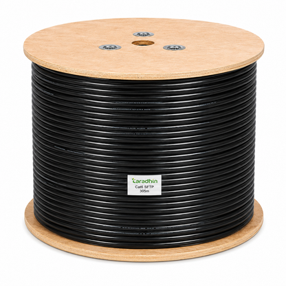Taradhin CAT6 SFTP Outdoor Ethernet Cable | 305m Drum | UV-Resistant, Black