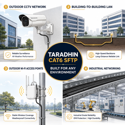 Taradhin CAT6 SFTP Outdoor Ethernet Cable | 305m Drum | UV-Resistant, Black
