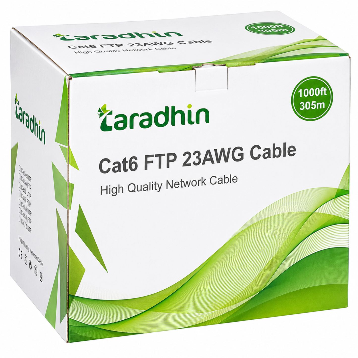 Taradhin CAT6 FTP Shielded Ethernet Cable | 305m Drum Roll | Gray