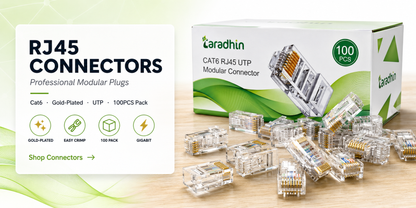 Taradhin RJ45 Connectors 100 Pack | Cat6/Cat5e Modular Plugs, Gold-Plated