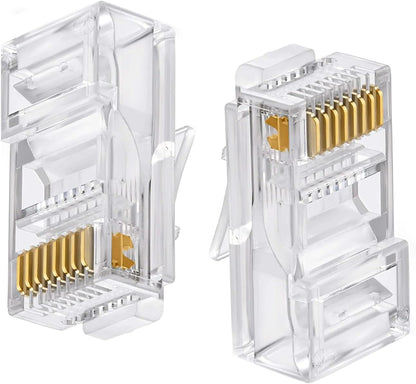Taradhin RJ45 Connectors 100 Pack | Cat6/Cat5e Modular Plugs, Gold-Plated