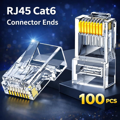 Taradhin RJ45 Connectors 100 Pack | Cat6/Cat5e Modular Plugs, Gold-Plated