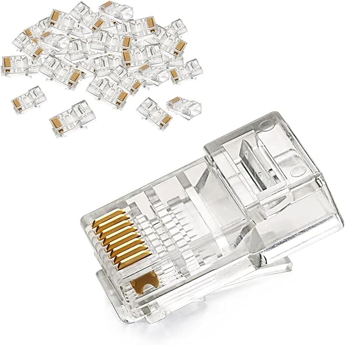 Taradhin RJ45 Connectors 100 Pack | Cat6/Cat5e Modular Plugs, Gold-Plated