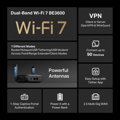 TP-Link TL-WR3602BE BE3600 Wi-Fi 7 Travel Router