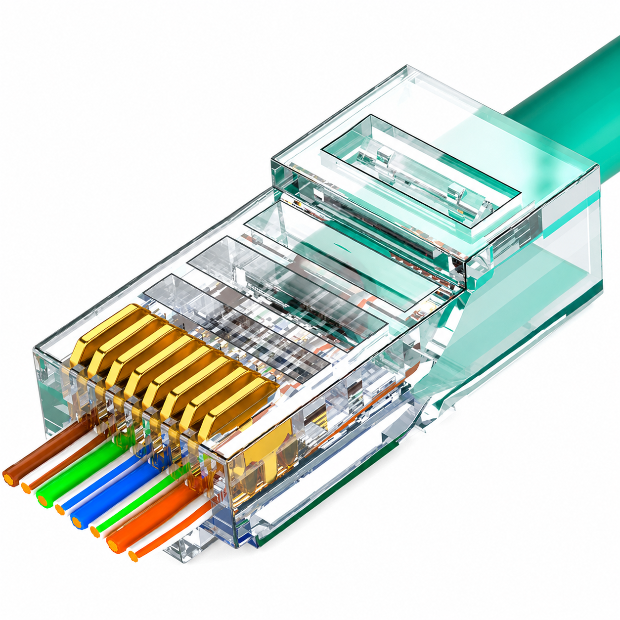 Taradhin RJ45 Pass-Through Connectors 100 Pack | Cat6/Cat5e/Cat5, Gold-Plated