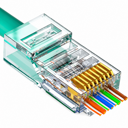 Taradhin RJ45 Pass-Through Connectors 100 Pack | Cat6/Cat5e/Cat5, Gold-Plated