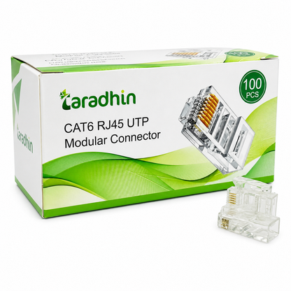 Taradhin RJ45 Connectors 100 Pack | Cat6/Cat5e Modular Plugs, Gold-Plated